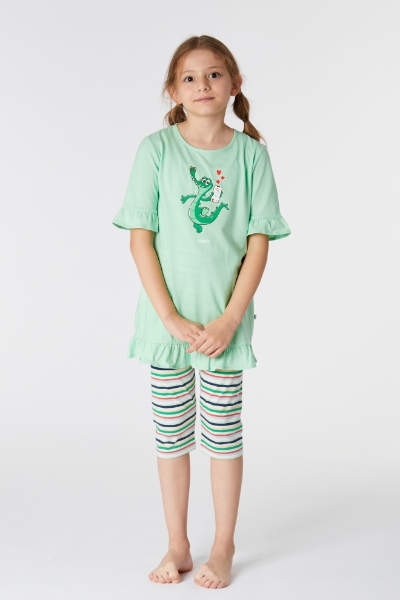 2-8 Yaş Kız Çocuk Pijama-Tun - 703-Ağaç Yeşili