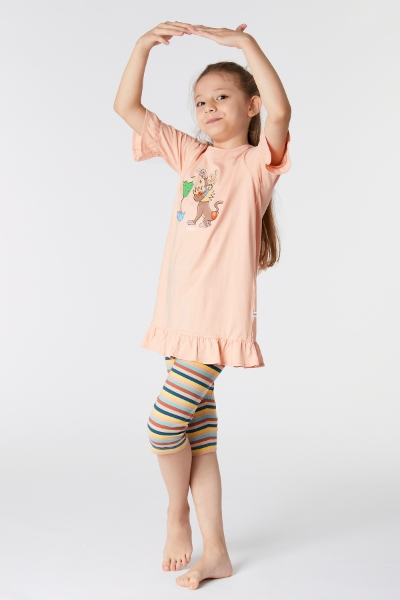 2-8 Yaş Kız Çocuk Pijama-Tun - 411-Uçuk Pembe