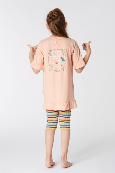 Resim 2-8 Yaş Kız Çocuk Pijama-Tun - 411-Uçuk Pembe