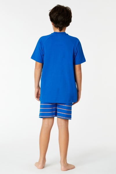 Resim 10-16 Yaş Erkek Çocuk Pijama-Qts - 884-Gök Mavi