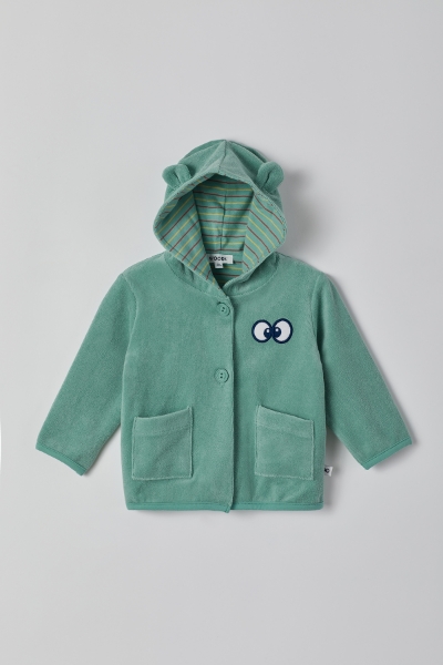 Resim Kapüşonlu Bebek Sweatshirt-Jkh - 717-Puslu Yeşil