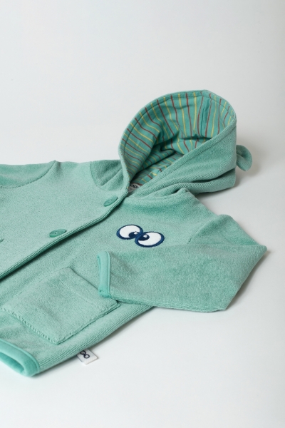 Resim Kapüşonlu Bebek Sweatshirt-Jkh - 717-Puslu Yeşil