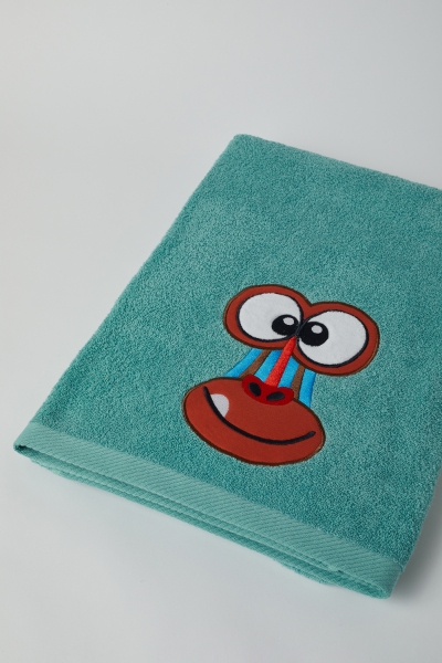 Resim Pamuklu Büyük Ebat Plaj Havlusu-Stw - 717-Puslu Yeşil