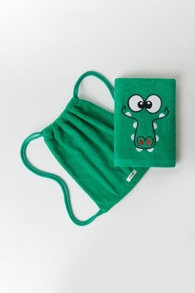 Resim Pamuklu Çantalı Plaj Havlusu-Str - 728 BRİGHT GREEN