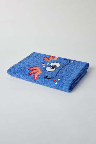 Resim Pamuklu Çantalı Plaj Havlusu-Str - 837-Koyu Mavi