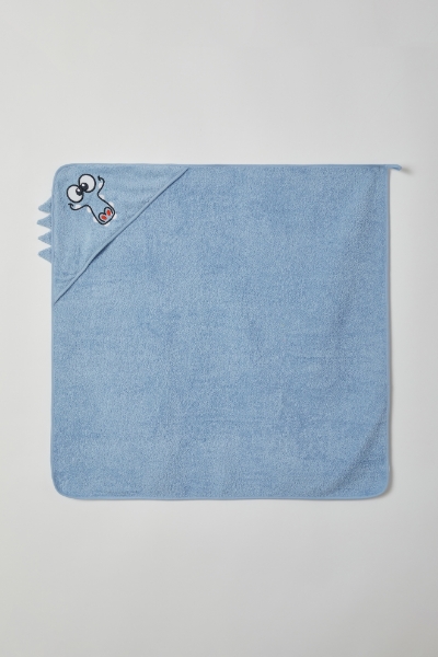 Resim Pamuklu Bebek Banyo Havlusu-Cap - 816-Toz Mavi