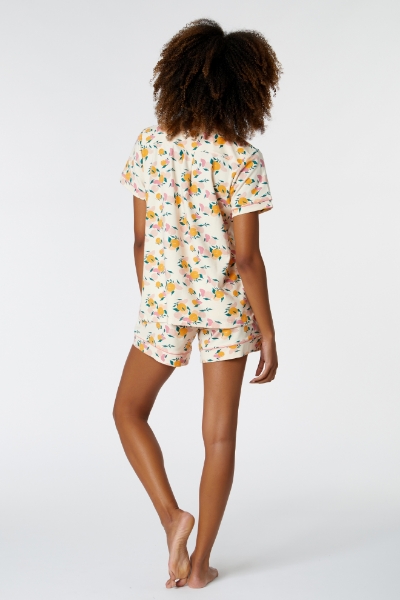 Resim Kadın Pijama-Ype - 973-Şeftali Baskılı Ekru