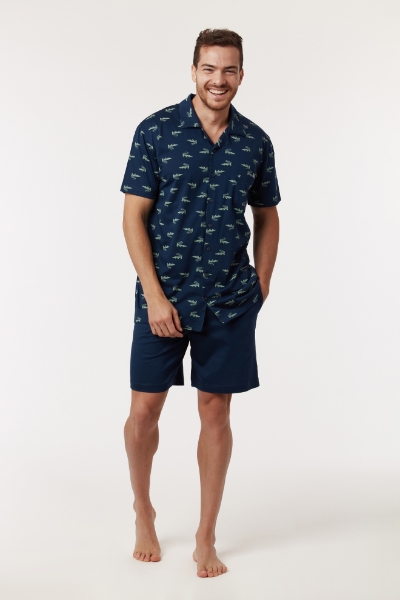 Resim Erkek Pijama-Msh - 967-Krokodil Baskılı Lacivert