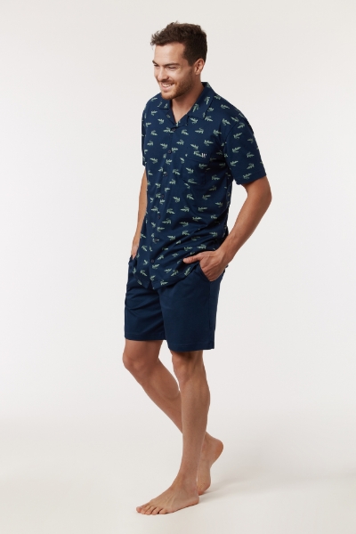 Resim Erkek Pijama-Msh - 967-Krokodil Baskılı Lacivert