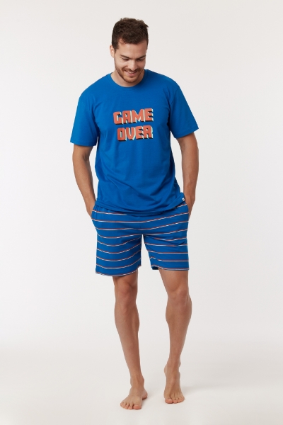 Resim Erkek Pijama-Qrs - 884-Gök Mavi