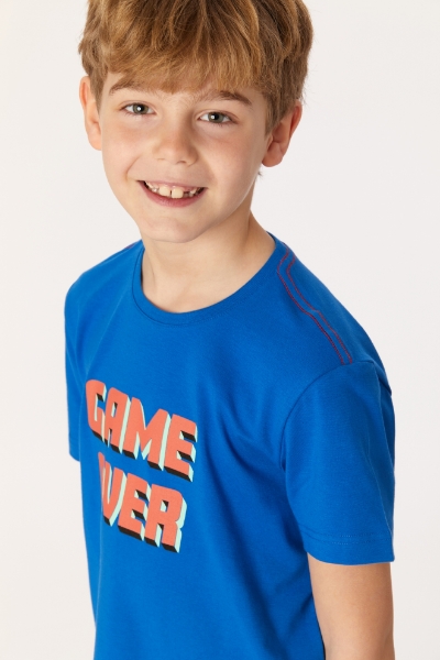 Resim 2-8 Yaş Erkek Çocuk Pijama-Qrs - 884-Gök Mavi