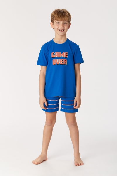 Resim 10-16 Yaş Erkek Çocuk Pijama-Qrs - 884-Gök Mavi