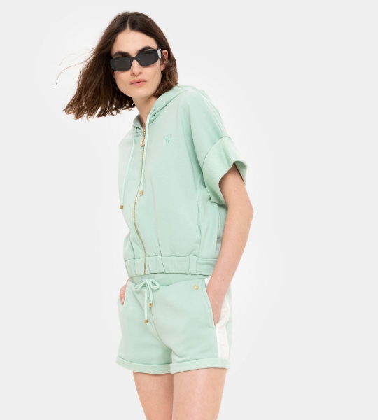 Resim Kapüşonlu sweat yelek-Mlc - 721-Açık Yeşil