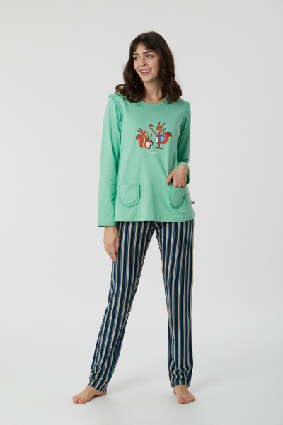 Resim Kadın Pijama-Plg - 718-Neptün Yeşili