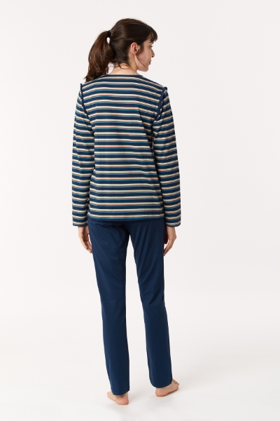 Resim Kadın Pijama-Plg - 911-Sincap Temalı Çok Renkli Lacivert