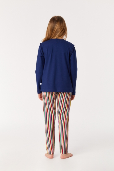 Resim 2-8 Yaş Kız Çocuk Pijama-Plg - 869-Mor Lacivert