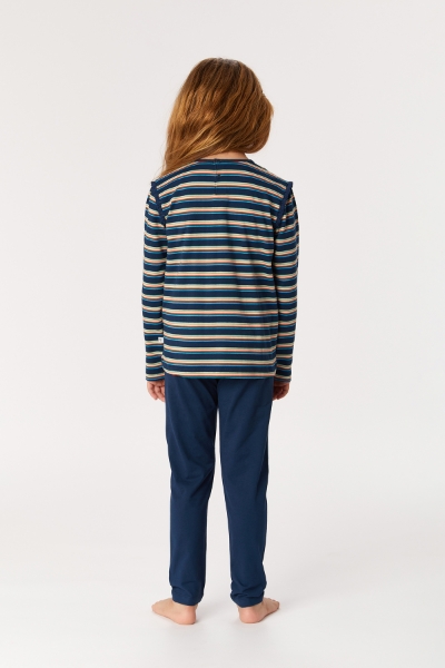 Resim 2-8 Yaş Kız Çocuk Pijama-Plg - 911-Sincap Temalı Çok Renkli Lacivert