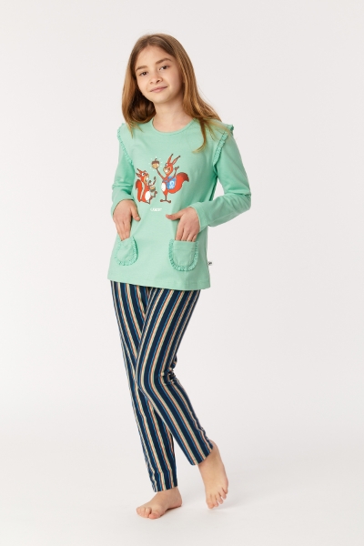 Resim 10-16 Yaş Kız Çocuk Pijama-Plg - 718-Neptün Yeşili