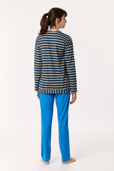 Resim Kadın Pijama-Bsl - 911-Sincap Temalı Çok Renkli Lacivert