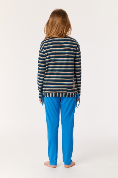 Resim 2-8 Yaş Kız Çocuk Pijama-Bsl - 911-Sincap Temalı Çok Renkli Lacivert