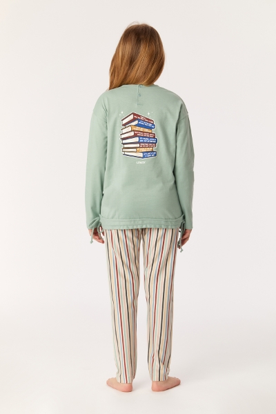 Resim 10-16 Yaş Kız Çocuk Pijama-Bsl - 806-Deniz Yeşili