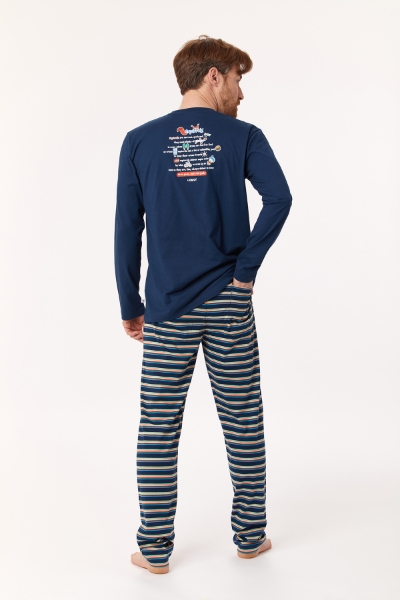 Resim Erkek Pijama-Pls - 883-Kobalt Mavi