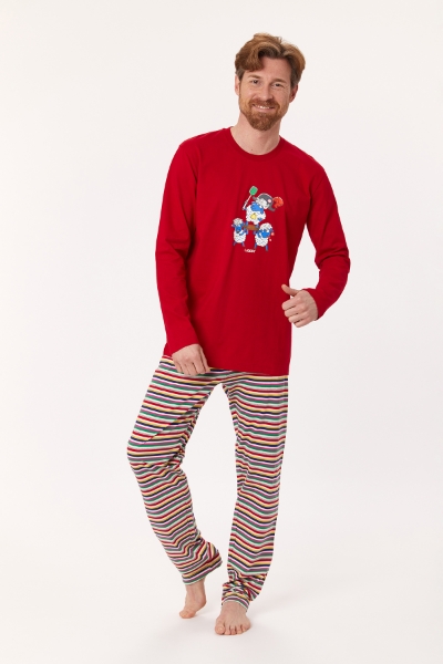 Resim Erkek Pijama-Pls - 485-Keskin Kırmızı