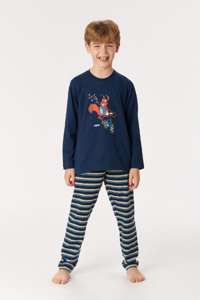 Resim 2-8 Yaş Erkek Çocuk Pijama-Pls - 883-Kobalt Mavi