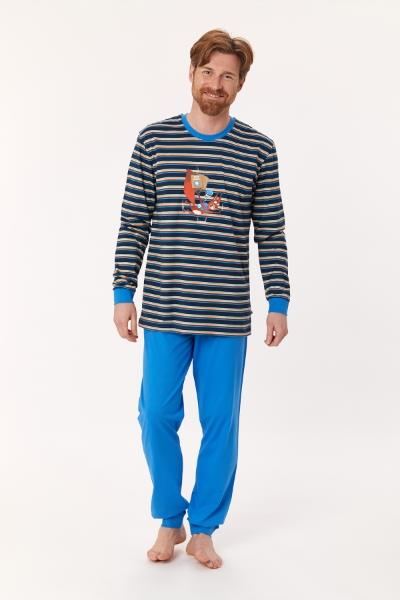 Resim Erkek Pijama-Plc - 911-Sincap Temalı Çok Renkli Lacivert