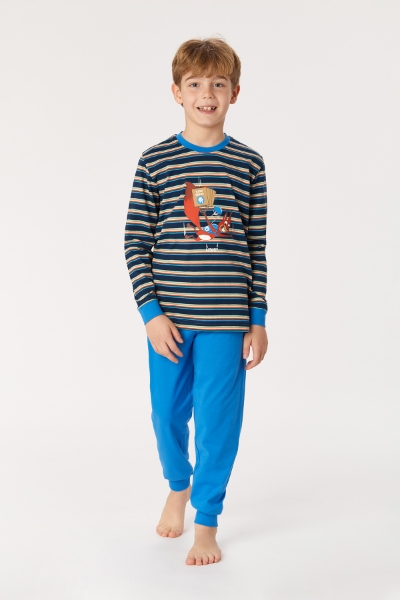 Resim 2-8 Yaş Erkek Çocuk Pijama-Plc - 911-Sincap Temalı Çok Renkli Lacivert