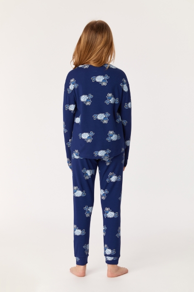 Resim 10-16 Yaş Kız Çocuk Pijama-Pzg - 917-Koyun Temalı Lacivert