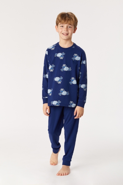 Resim 2-8 Yaş Erkek Çocuk Pijama-Pzl - 917-Koyun Temalı Lacivert