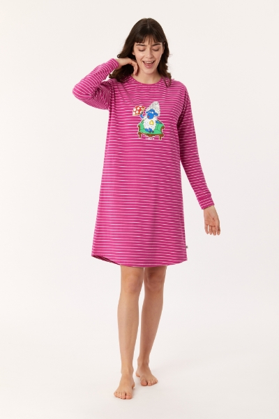 Resim Kadın Gecelik-Dzf - 926-Koyun Temalı Fuşya