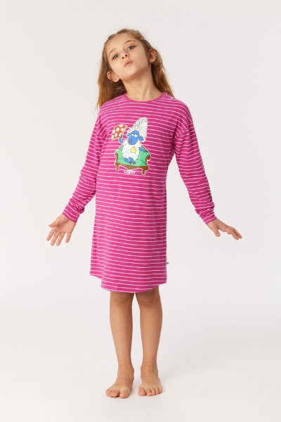 Resim 2-8 Yaş Kız Çocuk Gecelik-Dzf - 926-Koyun Temalı Fuşya
