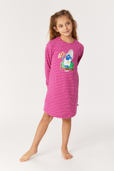 Resim 10-16 Yaş Kız Çocuk Gecelik-Dzf - 926-Koyun Temalı Fuşya