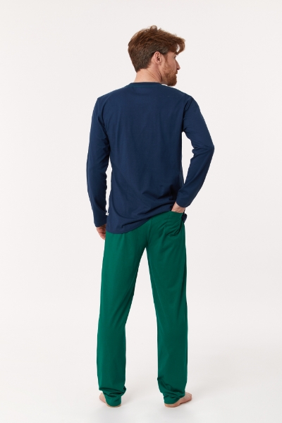 Resim Erkek Pijama-Plu - 883-Kobalt Mavi