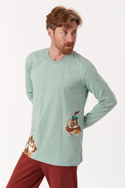 Resim Erkek Pijama-Plu - 806-Deniz Yeşili