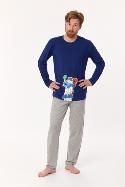 Resim Erkek Pijama-Plu - 869-Mor Lacivert