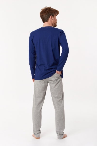 Resim Erkek Pijama-Plu - 869-Mor Lacivert