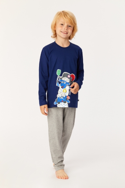 Resim 2-8 Yaş Erkek Çocuk Pijama-Plu - 869-Mor Lacivert