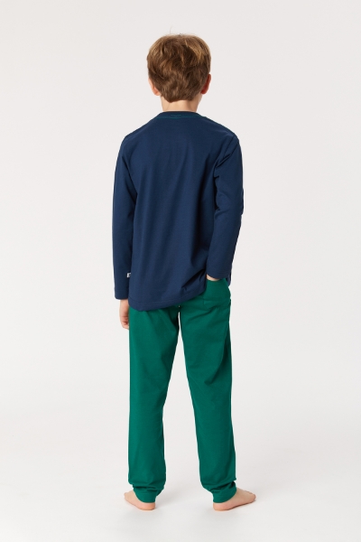 Resim 10-16 Yaş Erkek Çocuk Pijama-Plu - 883-Kobalt Mavi