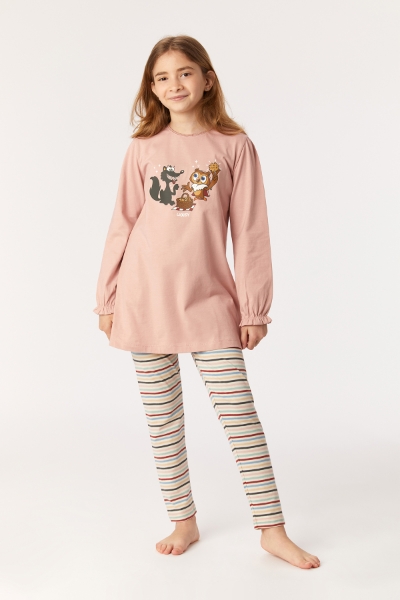 Resim 2-8 Yaş Kız Çocuk Pijama-Blb - 360-Vizon Pembe
