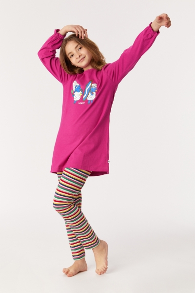 Resim 10-16 Yaş Kız Çocuk Pijama-Blb - 467-Fuşya 