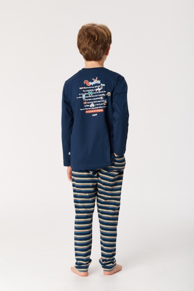 Resim 10-16 Yaş Erkek Çocuk Pijama-Pls - 883-Kobalt Mavi