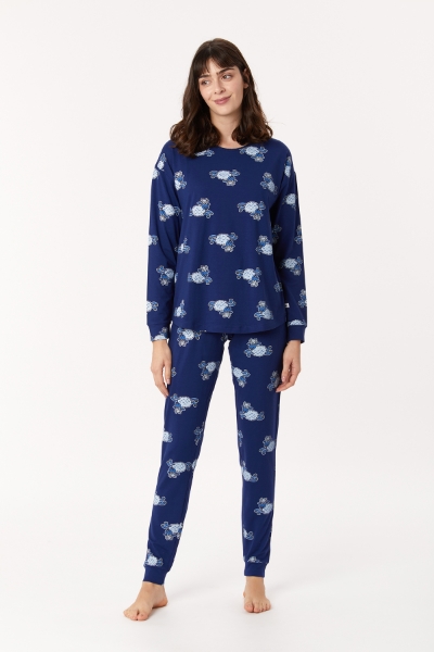 Resim Kadın Pijama-Pzg - 917-Koyun Temalı Lacivert