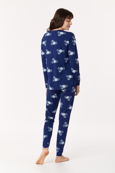 Resim Kadın Pijama-Pzg - 917-Koyun Temalı Lacivert