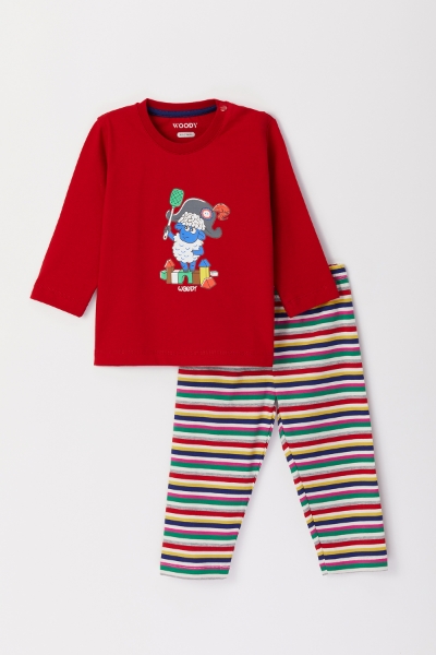 Resim Pamuklu Erkek Bebek Pijama-Pls - 485-Keskin Kırmızı