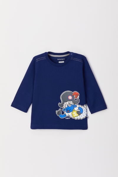 Resim Pamuklu Erkek Bebek Pijama-Plu - 869-Mor Lacivert