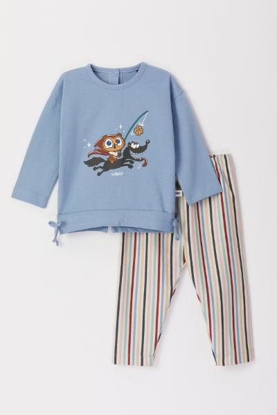 Resim Pamuklu Kız Bebek Pijama-Bsl - 819-Lila