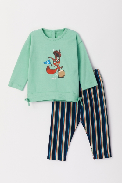 Resim Pamuklu Kız Bebek Pijama-Bsl - 718-Neptün Yeşili